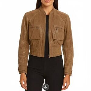 NEW ABANDON women's italian leather jacket in tan